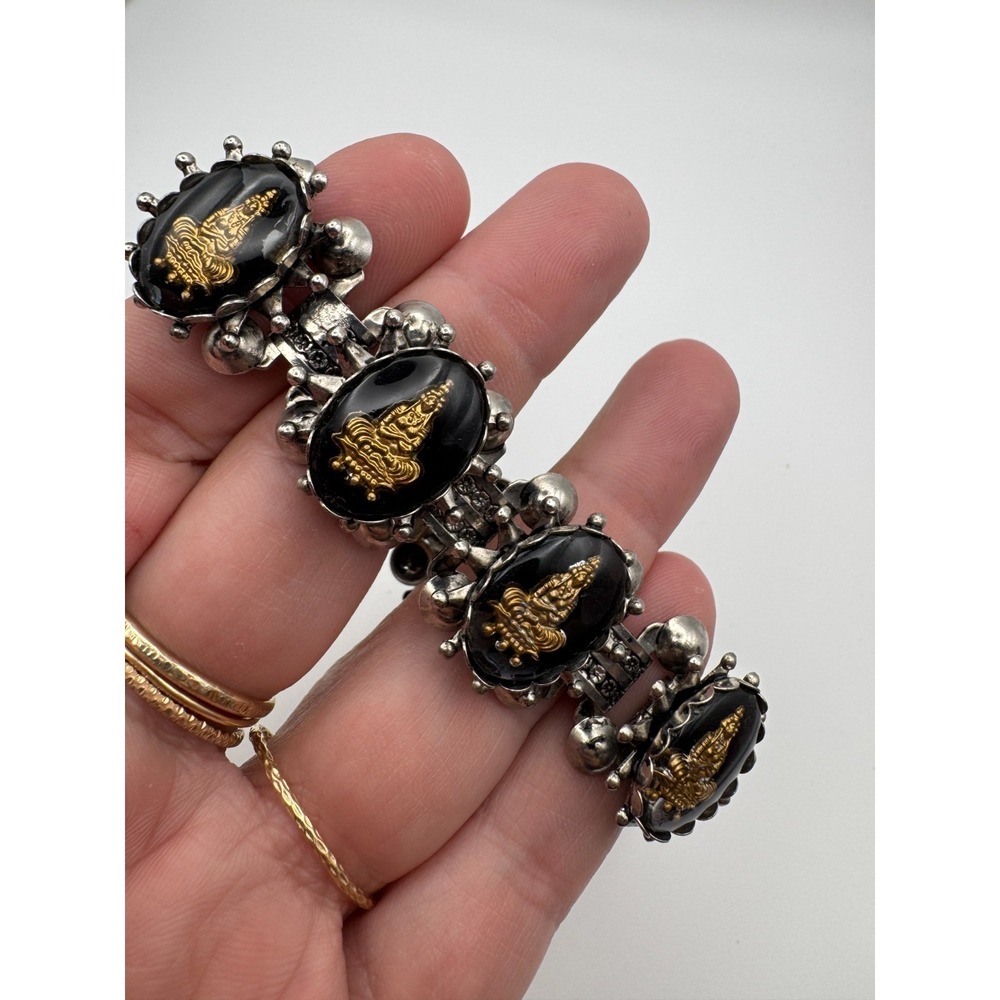 Vintage Siam Bracelet Glass Buddha Meditation Goddess Thai